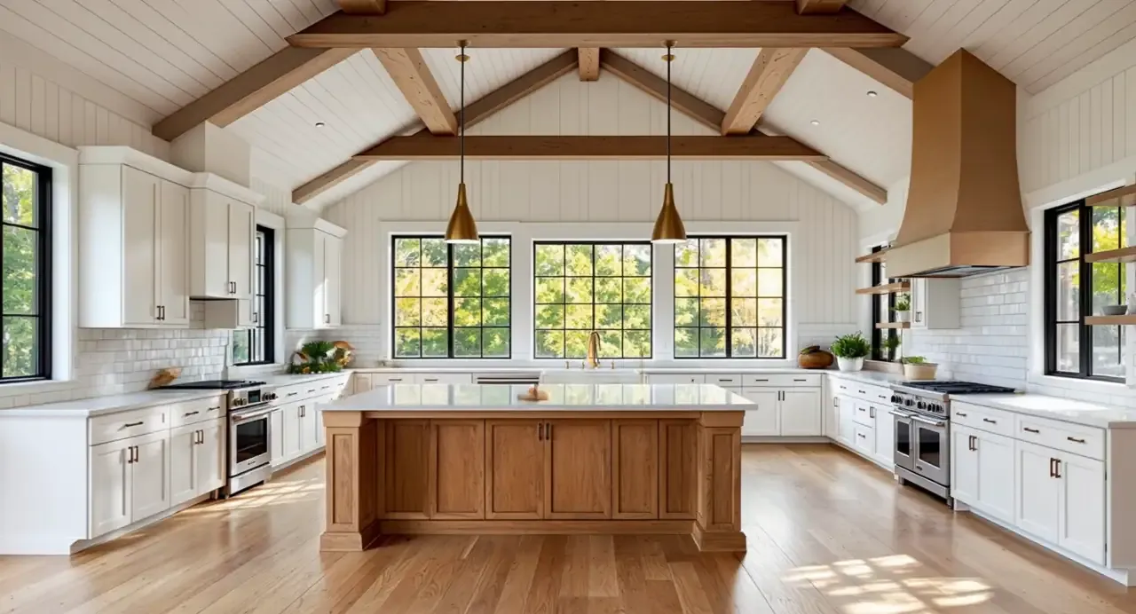 A kitchen and great room addition shown finished after construction
